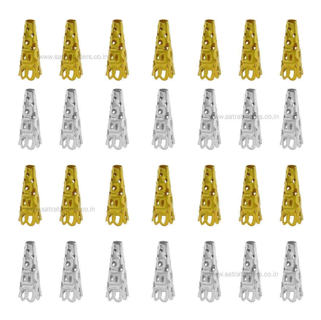 Designer Metal Beads Cap | Size : H-22mm W-9mm | Qty : 500g | MC43