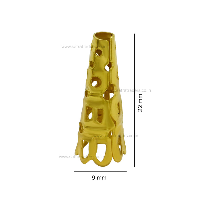 Designer Metal Beads Cap | Size : H-22mm W-9mm | Qty : 500g | MC43