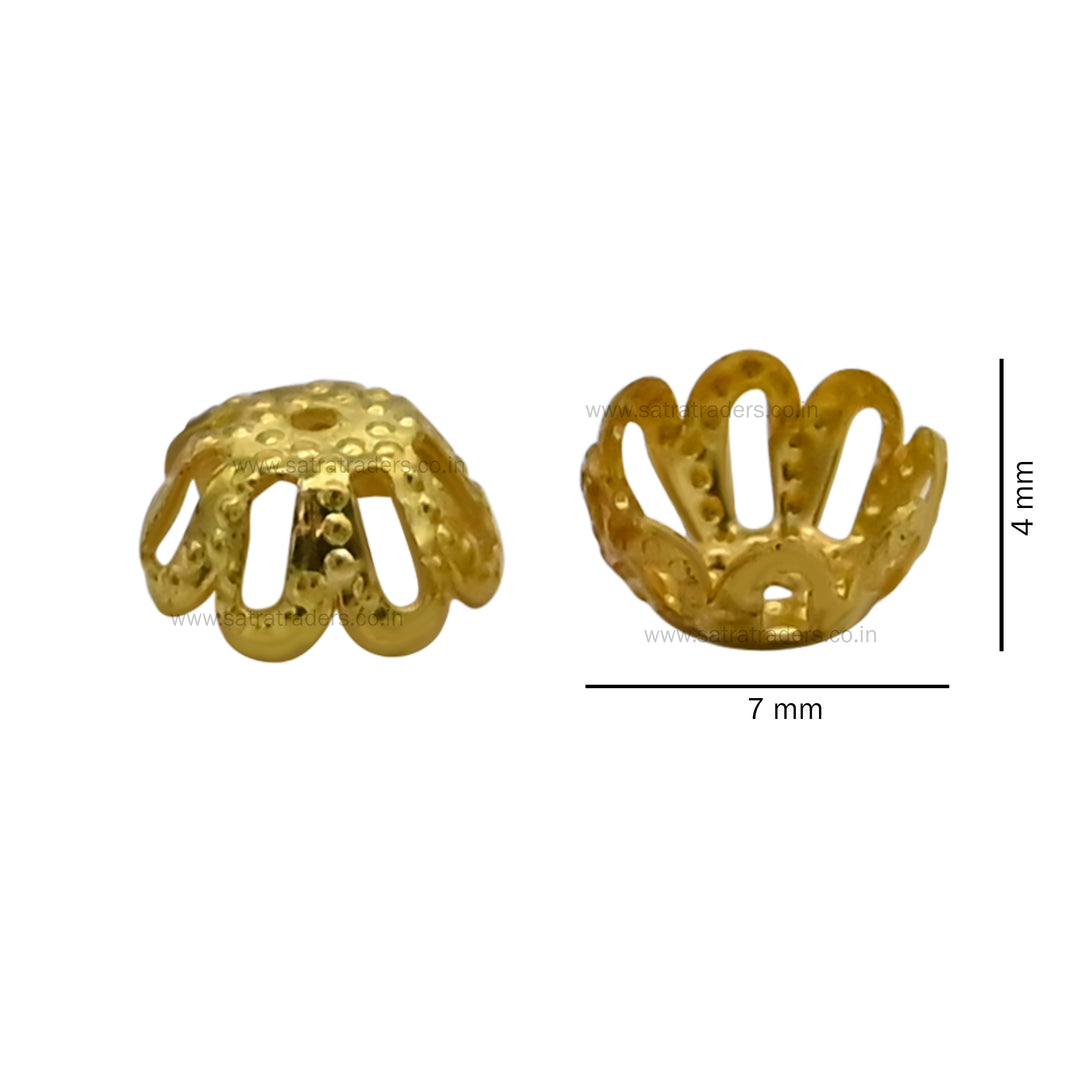 Designer Metal Beads Cap | Size : W-7mm H-4mm| Qty : 500g | MC49