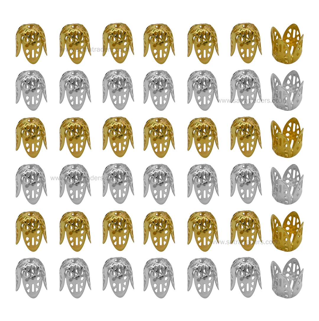 Designer Metal Beads Cap | Size :H- 11mm W-10mm | Qty : 500g | MC50