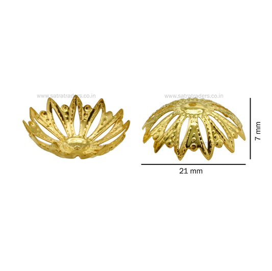 Designer Metal Beads Cap | Size : W-21mm H-7mm | Qty : 500g | MC58