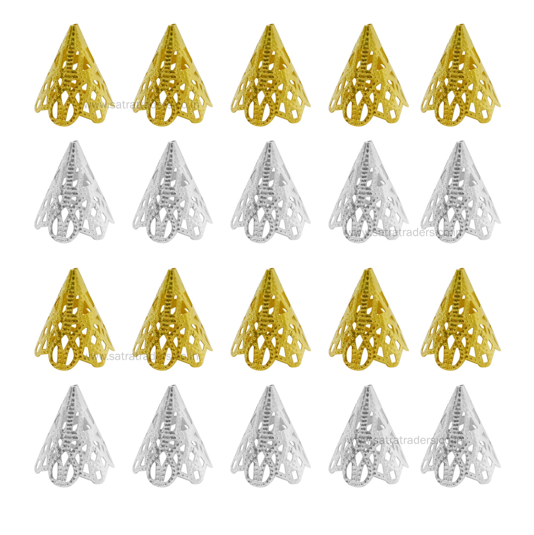 Designer Metal Beads Cap | Size : H-20mm W-17mm | Qty : 500g | MC59