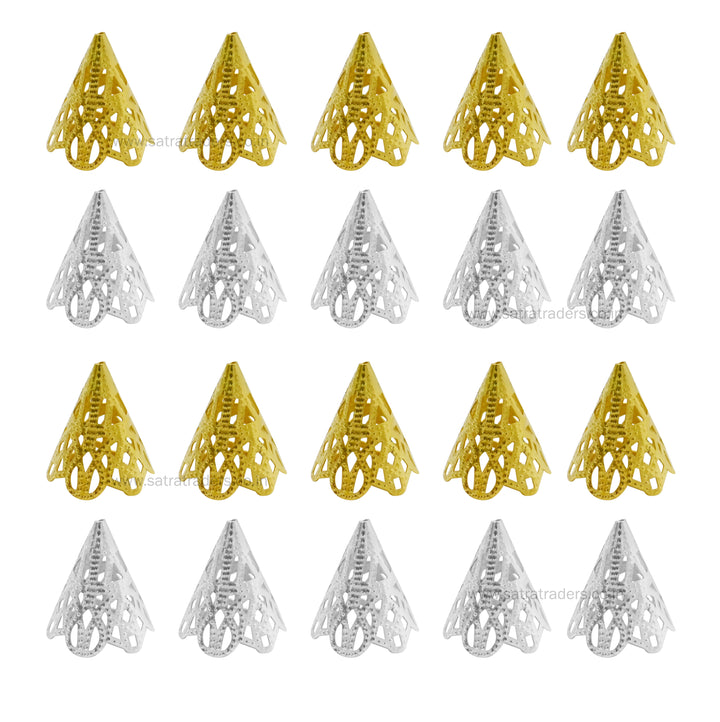 Designer Metal Beads Cap | Size : H-20mm W-17mm | Qty : 500g | MC59