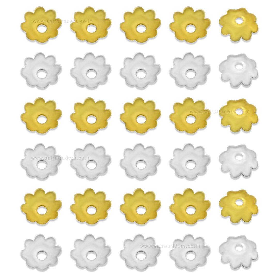 Designer Metal Beads Cap | Size :W-6mm H- 2mm | Qty : 500g | MC65