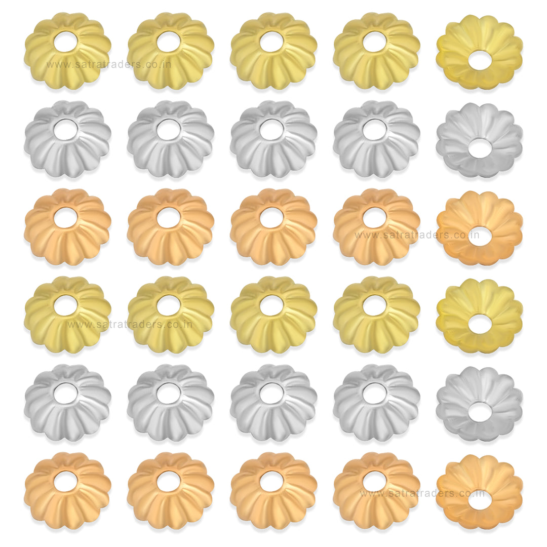 Designer Metal Beads Cap | Size : W-6mm H-2mm | Qty : 500g | MC78