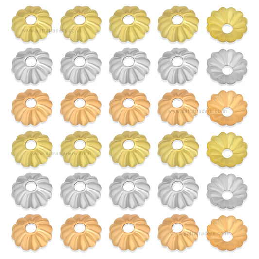Designer Metal Beads Cap | Size : W-6mm H-2mm | Qty : 500g | MC78