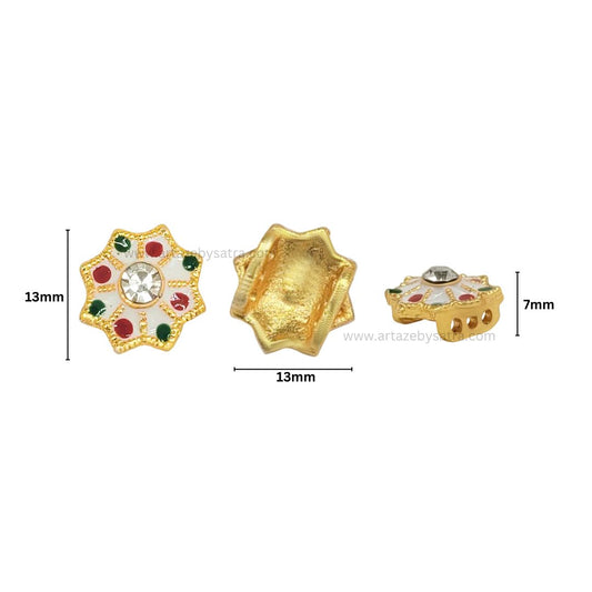 Connector Meenakari Kundan Beads | Size : 13mm | Qty : 12pcs | MKB16