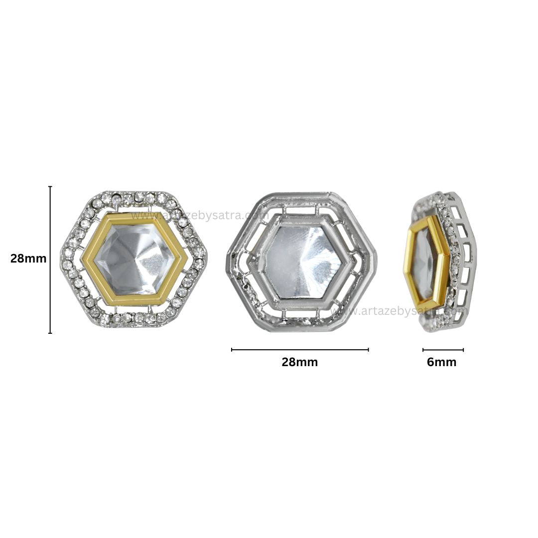 Hexagon Meenakari Kundan Beads | Size : 21mm | Qty : 6pcs | MK06