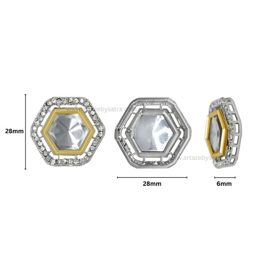 Hexagon Meenakari Kundan Beads | Size : 21mm | Qty : 6pcs | MK06