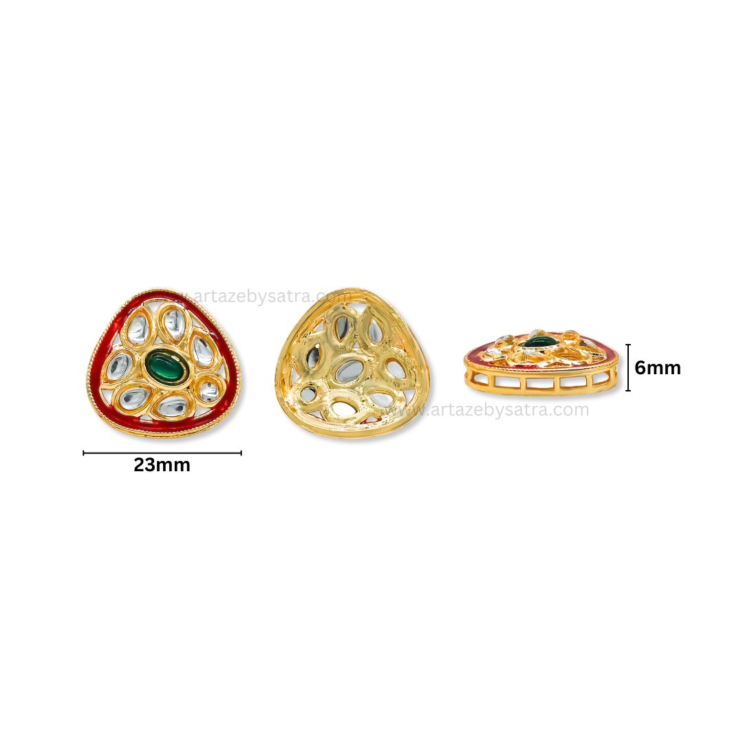 Triangle Meenakari Kundan Beads | Size : 23mm | Qty : 6pcs | MK12