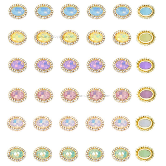 Diamond Oval Meenakari Kundan Beads | Size : 17mm | Qty : 6pcs | MKB27