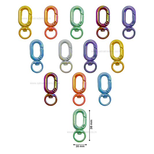 Assorted Candy Color Oval Metal Lock | Size : 38mm | Qty : 6pcs | BF102