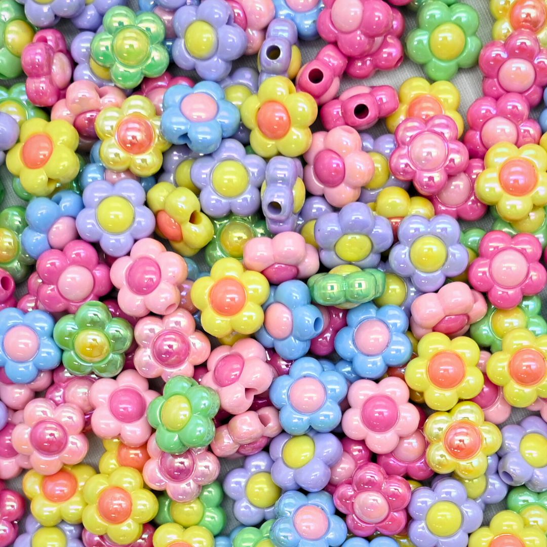 Assorted Flower UV Coating Plastic Beads | Size: 16mm | Qty: 10pcs | PB163