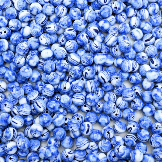 Marble Printed Plastic Beads | Size: 12mm | Qty: 10pcs | PB132