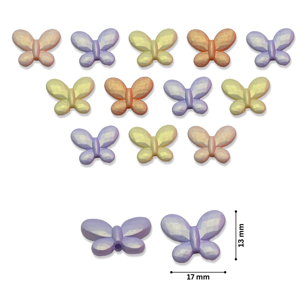 Glossy Matte Butterfly Plastic Beads | Size: 13mm | PB46