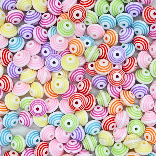 Assorted Striped Rondelle Beads | Size : 9mm | PB223