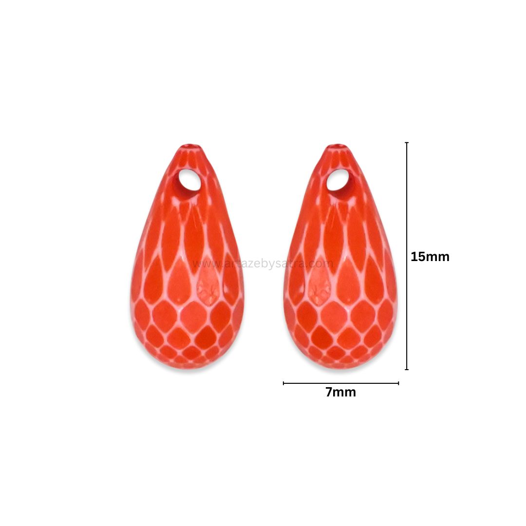 Assorted Textured Teardrop Beads | Size : 15mm | PB228