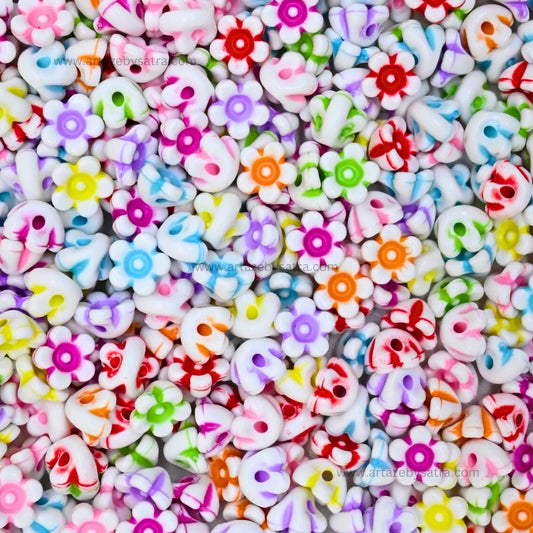 Assorted Floral Beads | Size : 10mm | PB230