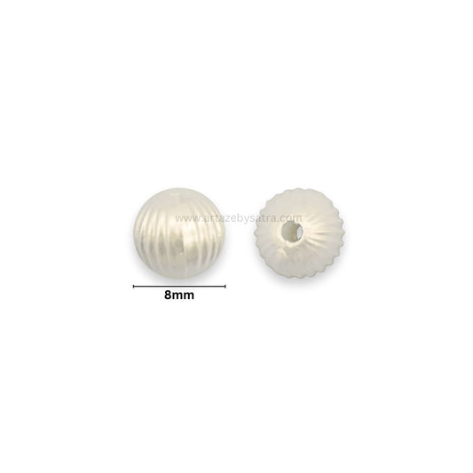 2 Hole Textured Round Pearlized Beads | Size : 8mm | PPB86