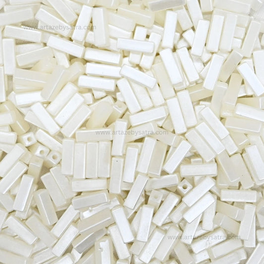 2 Hole Rectangle Stick Pearlized Beads | Size : 13mm | PPB87