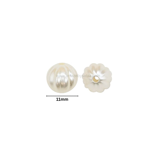 2 Hole Melon Pearlized Beads | Size : 11mm | PPB93