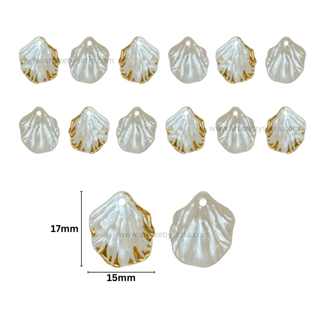 Golden Colour Outlines Acrylic Shell Beads | Size : 17mm | PB245