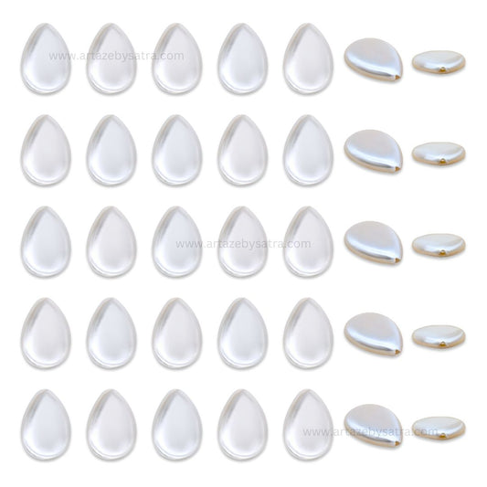 White MOP Drop Beads | Size : 18mm | Qty : 1 line- approx 27 beads | GB72