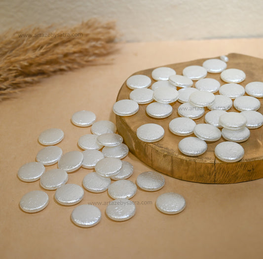 Crushed Round Pearl Finish Flatback Beads | Size : 21mm | PPB121