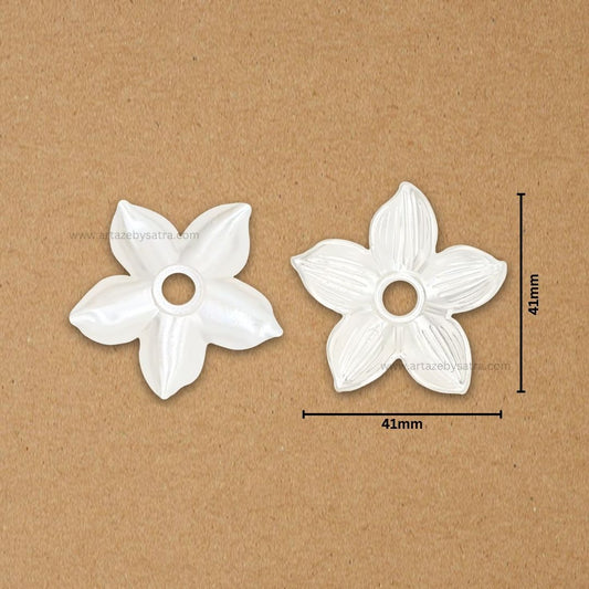 1 Hole Petal Flower Pearl Plastic Beads | Size : 41mm | Qty : 500g | PPB41