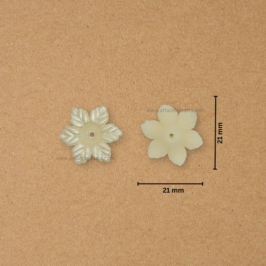 1 Hole Cream Plastic Pearl Flower | Size : 19mm | PPB46