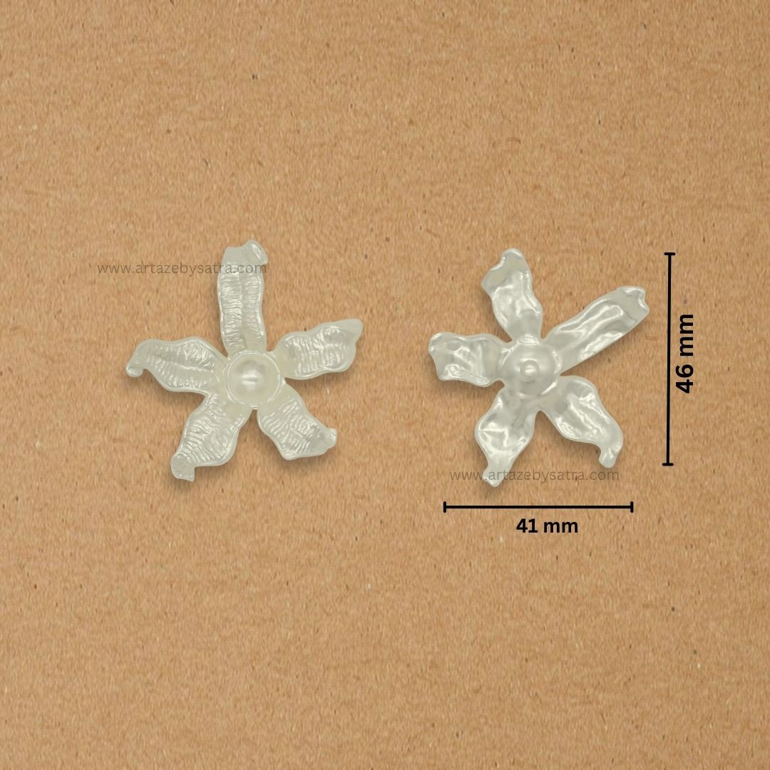 No Hole Cream Starfish Plastic Pearl Flower | Size : 45mm | PPB43