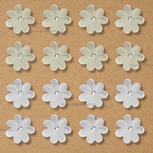2 Hole Plastic Pearl Flower | Size : 42mm | Qty : 500g | PPB35