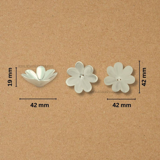 2 Hole Plastic Pearl Flower | Size : 42mm | Qty : 500g | PPB35
