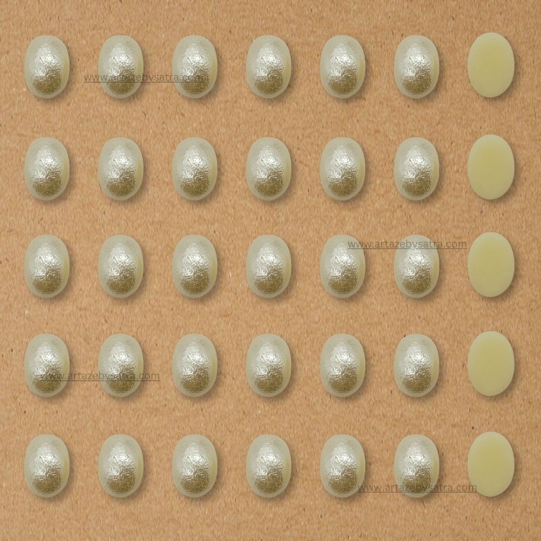 Cream Oval Shape Matt Half Pearl Beads | 500g | PC50