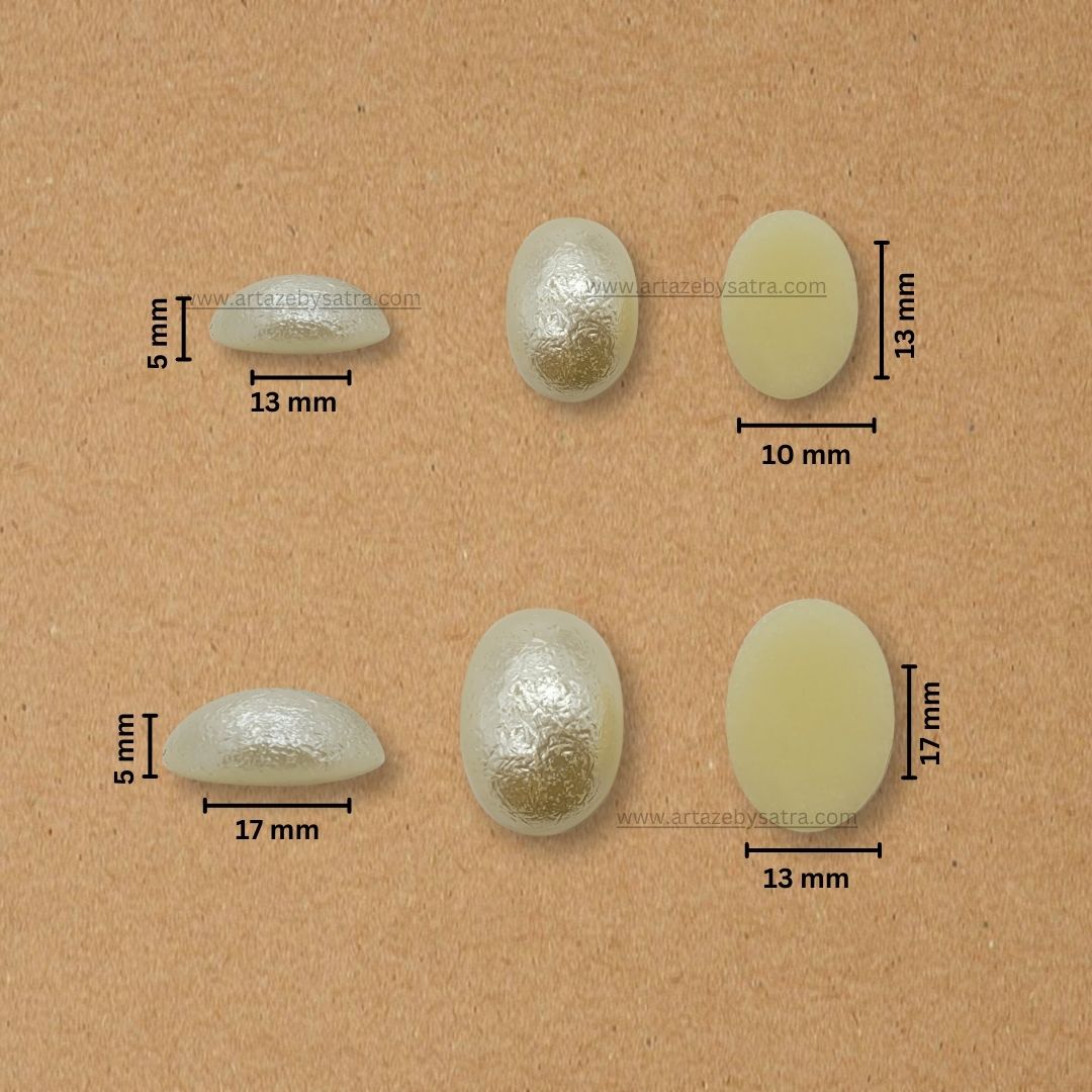 Cream Textured Oval Pearl Beads | Qty : 500g | PPB56