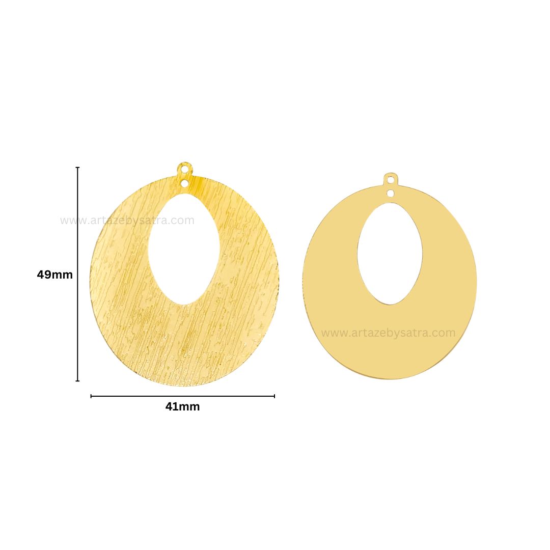 2 Loop Oval Matt Finish Metal Art | Size : 49mm | Qty : 100g | MF18
