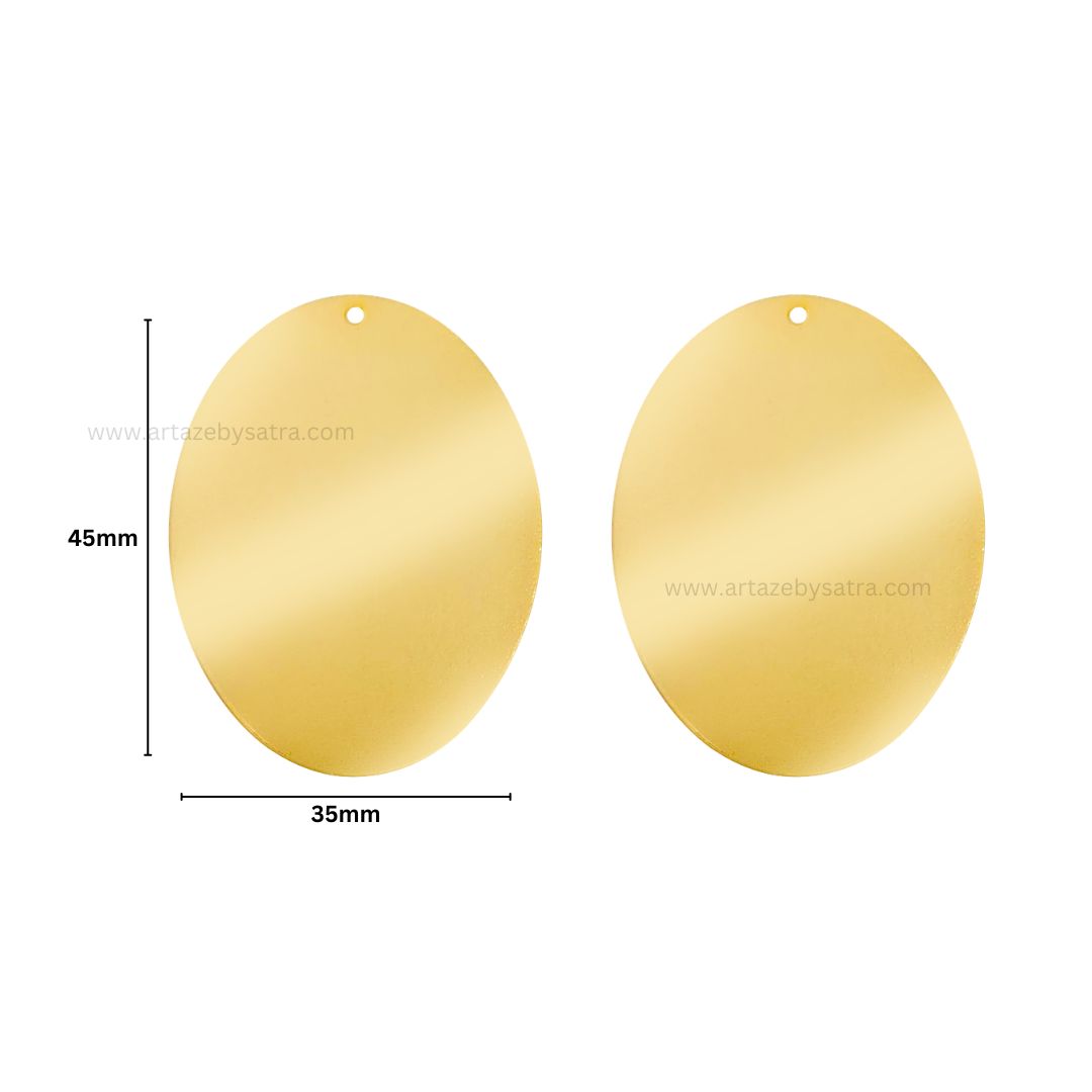 1 Loop Oval Plain Matt Finish Metal Art | Size : 45mm | Qty : 100g | MF11