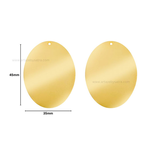 1 Loop Oval Plain Matt Finish Metal Art | Size : 45mm | Qty : Qty : 100g | MF11