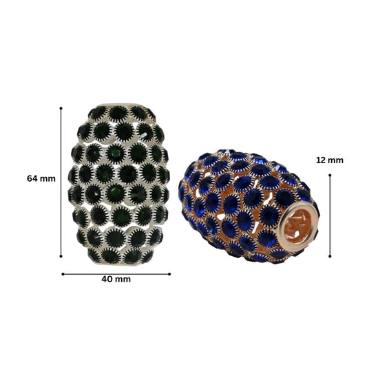 Golden Base Rhinestone Spacer Beads | Size : 64mm | 1pc | DB14