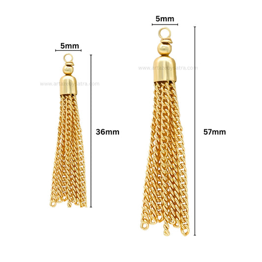 Gold-Tone Metal Chain Tassels | Qty : 10pcs | T17