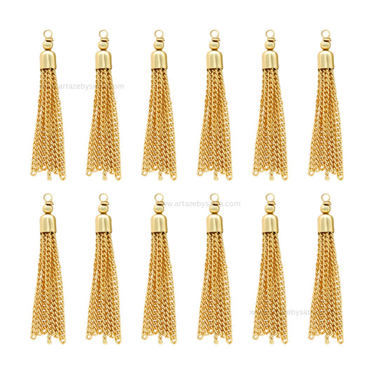 Gold-Tone Metal Chain Tassels | Qty : 10pcs | T17