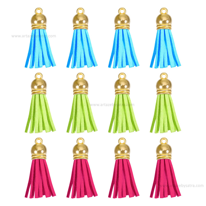 Leather Tassel With Cap | Size : 10mm | 20 pcs