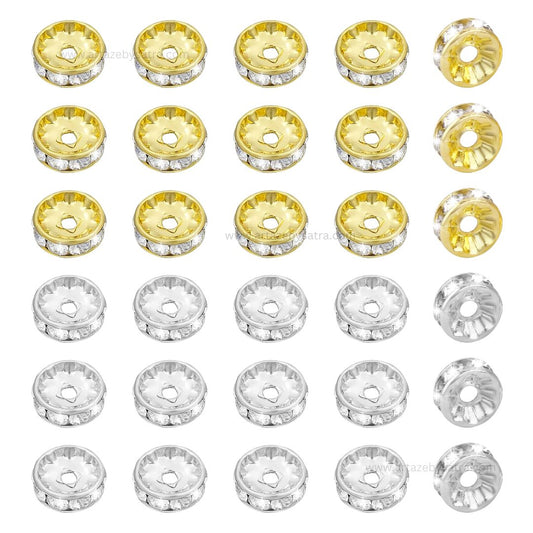 Rhinestone Round Spacer Beads | Size : 6mm | Qty : 100pcs