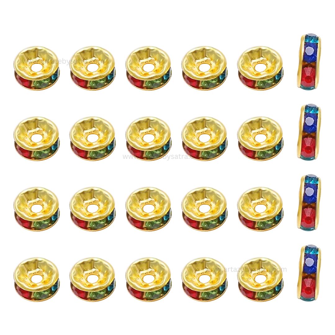Multicolor Rhinestone Round Spacer Beads | Size : 4mm | Qty : 100pcs