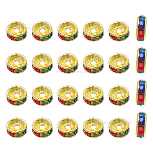 Multicolor Rhinestone Round Spacer Beads | Size : 4mm | Qty : 100pcs