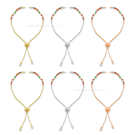 Brass Diamond Adjustable Slider Chain With End Stopper Bracelet | Size : 4inch | Qty : 1 pc | B17