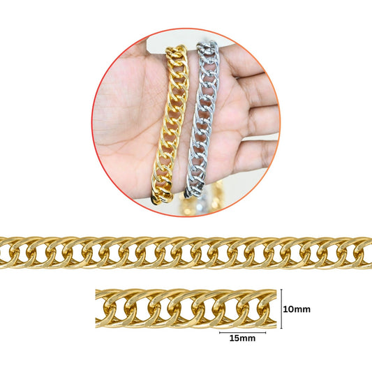 Aluminium Chain | Size : W-10mm H-15mm | Qty : 1mtr | JT-19-35-19