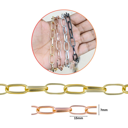 Aluminium Chain | Size : W-7mm H-15mm | Qty : 1mtr | JT-19-35-1