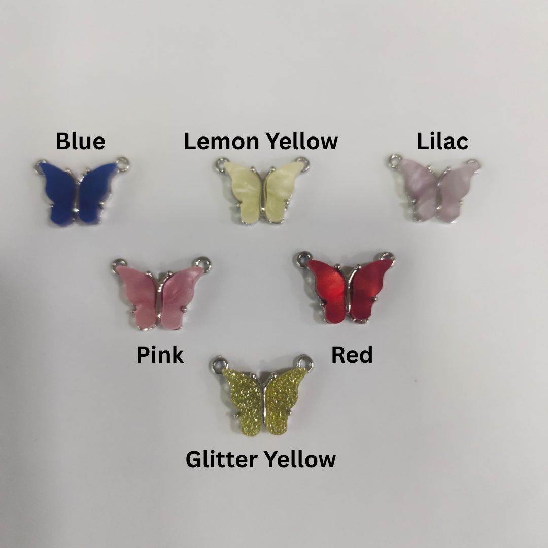 Silver Plated Butterfly Charms 2 Ring 6pcs Size : 12mm