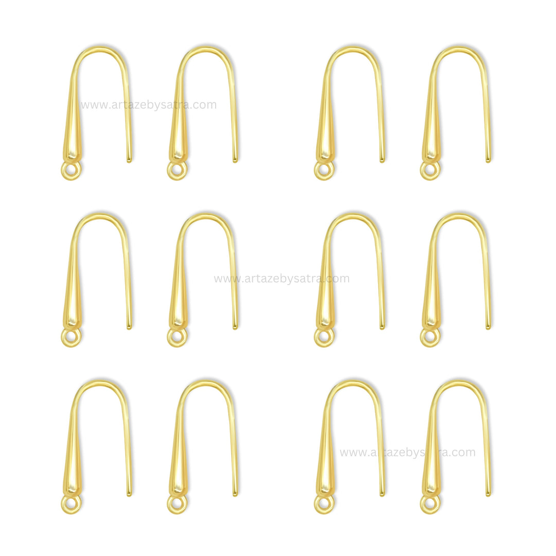 18k Gold Plated Brass Earrings Wire With Hook | High Quality | Size : 20mm | Qty : 2pcs | EF74